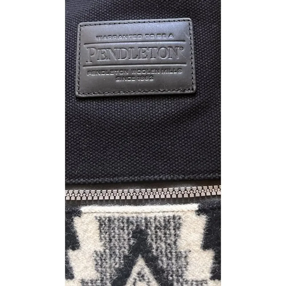 Pendleton Rock Point Backpack Black Canvas Wool Jacquard Daypack Travel Bag